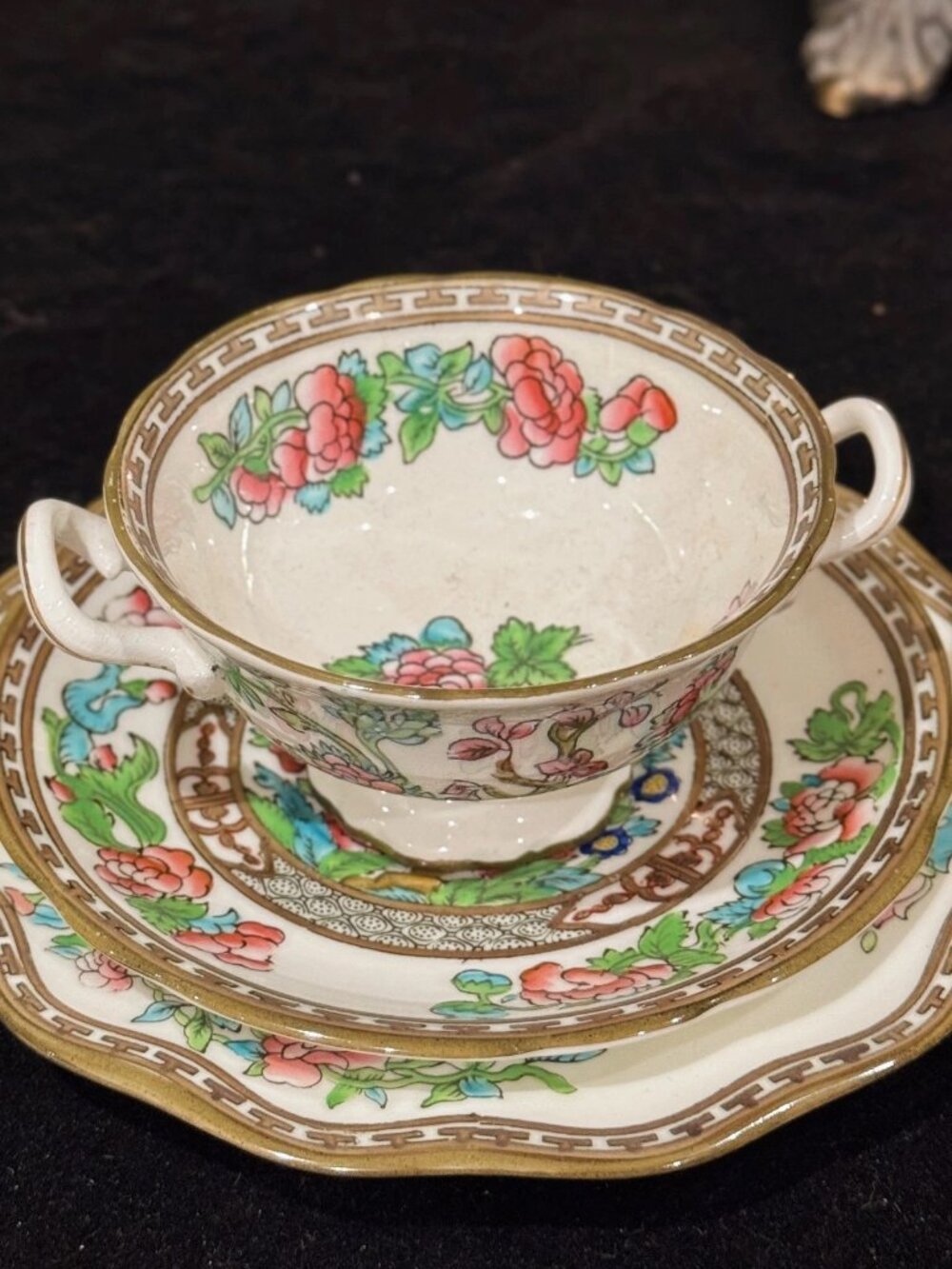 Coalport Indian Tree Soup Bowl Saucer 3PC Set